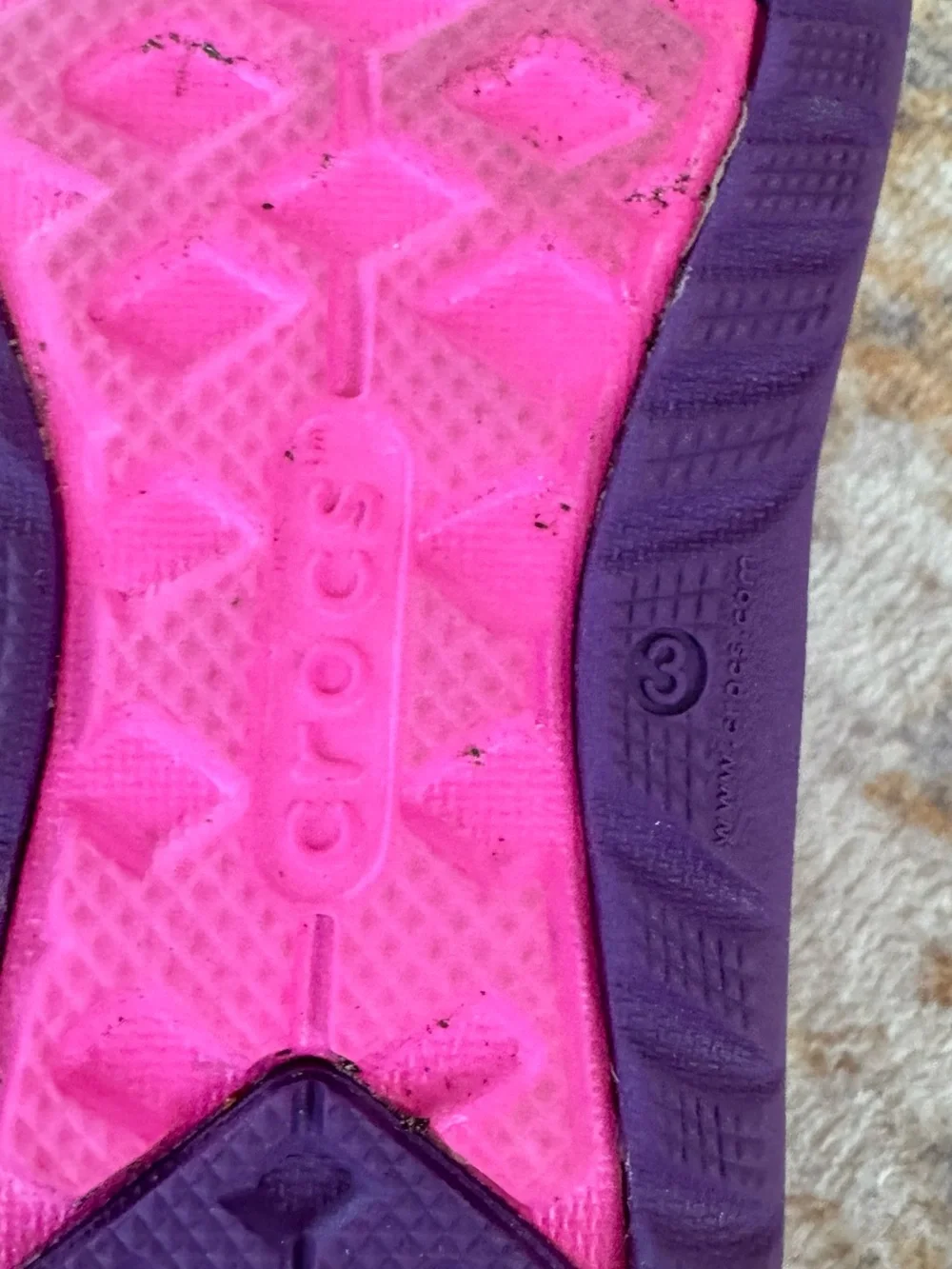 CROCS Kids Hot Pink Water Shoes with Yellow Laces